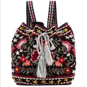 Johnny Was Los Angeles Emilia Embroidered Linen Backpack